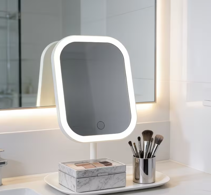 LumiEdge LED Makeup Mirror – 3 Lighting Modes, 360° Rotation
